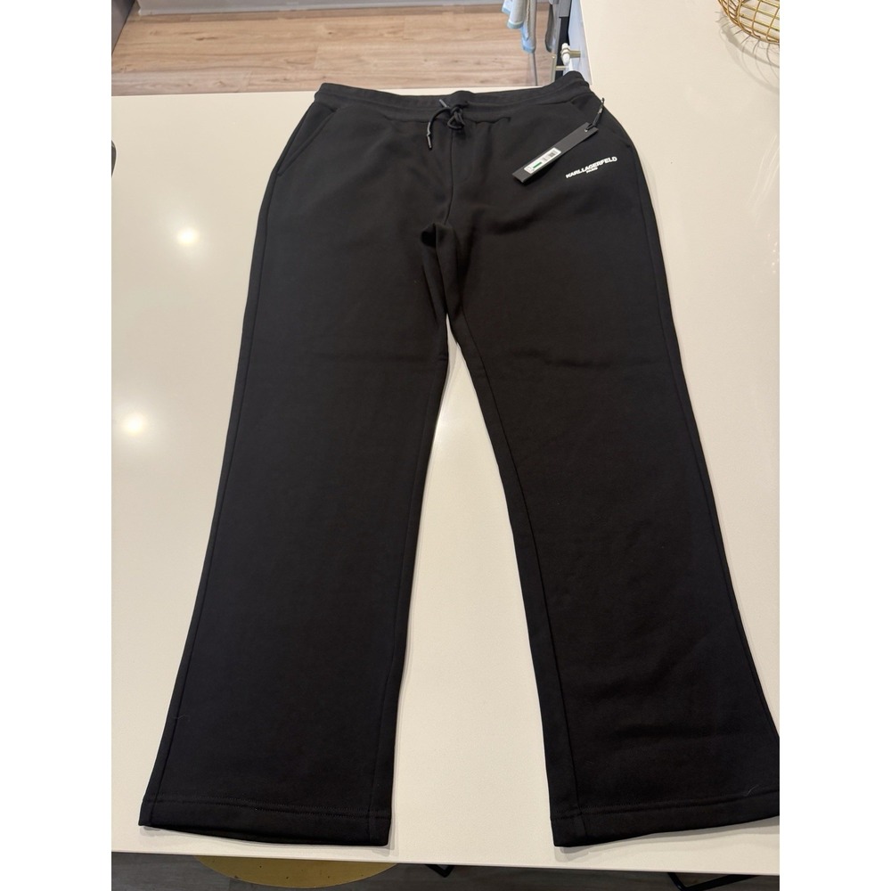 Karl Lagerfeld Paris Fleece Pant Black LM4P5704 Mens L NWT
